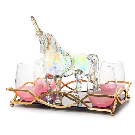 Iridescent Unicorn Whiskey Decanter Set 750ml & 4 Glasses