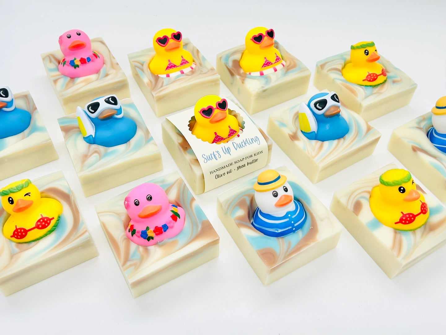 Summer Surf's Up Duckling Handmade Soap Bar For Kids Vegan