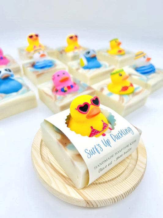 Summer Surf's Up Duckling Handmade Soap Bar For Kids Vegan